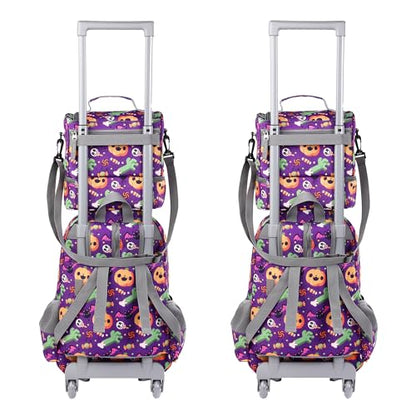 Tilami Rolling Backpack 18 inch Double Handle with Lunch Bag Wheeled Kids Backpack, Pumpkin Purple - color: Pumpkin