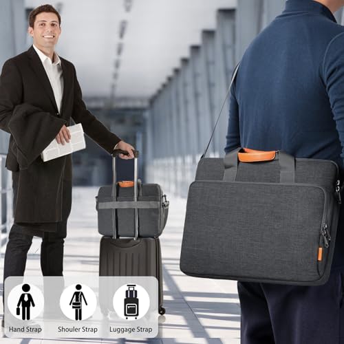 bagasin 15 15.6 16 inch Laptop Bag Carrying Case | Water-Repellent Fabric Laptop Computer PC Shoulder Briefcase, Lightweight Toploader, Business Casual or School - color: Grey, size: 15.6-16