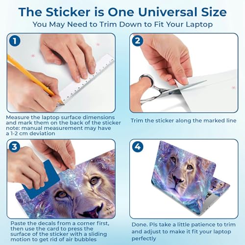 Reusable Universal Laptop Skin Sticker, Cut to Fit for 11.6–15.6 Inch Laptops, Waterproof Protective Film, No-Residue - Galaxy Lion - color: Galaxy Lion