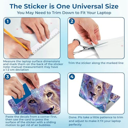 Reusable Universal Laptop Skin Sticker, Cut to Fit for 11.6–15.6 Inch Laptops, Waterproof Protective Film, No-Residue - Galaxy Lion - color: Galaxy Lion