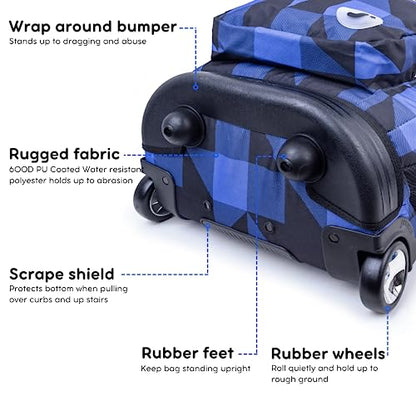 J World Sundance Laptop Rolling Backpack for Girls Boys. Roller Bookbag with Wheels, 20 Inch, Block Navy - color: Block Navy