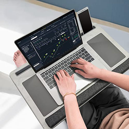 Extra Large Lap Laptop Desk- Home Office Portable LapDesk with Mouse Pad & Wrist Rest for Notebook/MacBook/Tablet, Sofa Bed Working, Writing, Drawing (White Marble, Fit Up to 17-inch Laptops) - color: White Marble