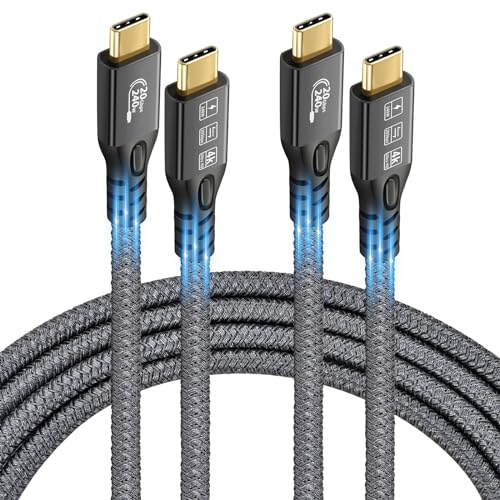 USB C Cable 3.2 Gen 2X2 20Gbps, Type C 4K@60Hz UHD Video 5A/240W PD3.1 Fast Charge with E-Marker Compatible with Thunderbolt 3/4 MacBook Pro Samsung Galaxy Pixel Dell Monitor etc (0.5M+0.5M) - size: 0.5M+0.5M