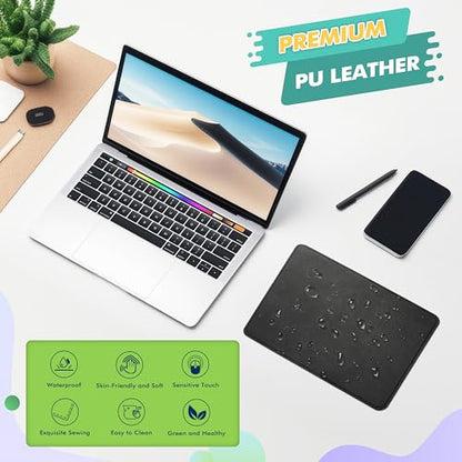 Mouse Pad, PU Mouse Pad，Leather Mouse Pad with Stitched Edge Micro-Fiber Base with Non-Slip Waterproof，Mouse Pad for Computers，Laptop, 8x11Inch (Charcoal Black) - color: Charcoal Black, size: 8L x 11W inches