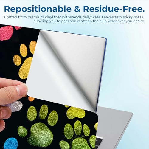 Reusable Universal Laptop Skin Sticker, Cut to Fit for 11.6–15.6 Inch Laptops, Waterproof Protective Film, No-Residue - Rainbow Paws - color: Rainbow Paws