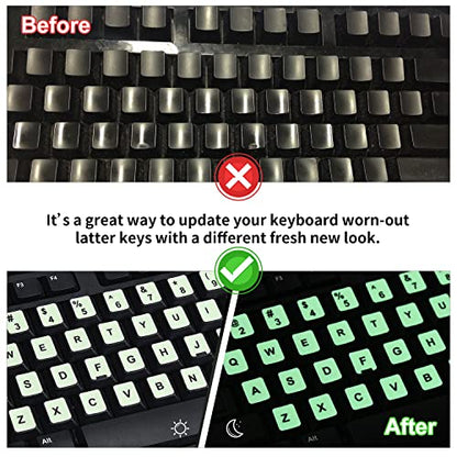 2PCS Pack Universal English Keyboard Stickers Glow in The Dark, Keyboard Letters Stickers for Computer Laptop Notebook Desktop (English-Glow) - color: English-Glow