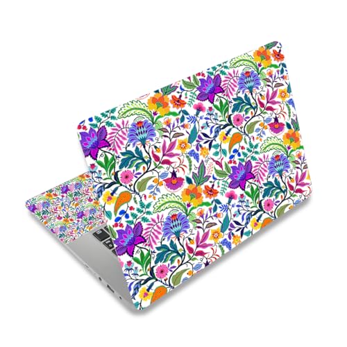 Laptop Decal Sticker Skin Cover, 11.6”12" 13" 13.3" 14" 15" 15.4" 15.6 inch Laptop Netbook Vinyl Skin Sticker Cover Art Notebook Protector (2 Wrist Pad Skins), Removable Reusable, Colorful Flowers - color: Colorful Flowers
