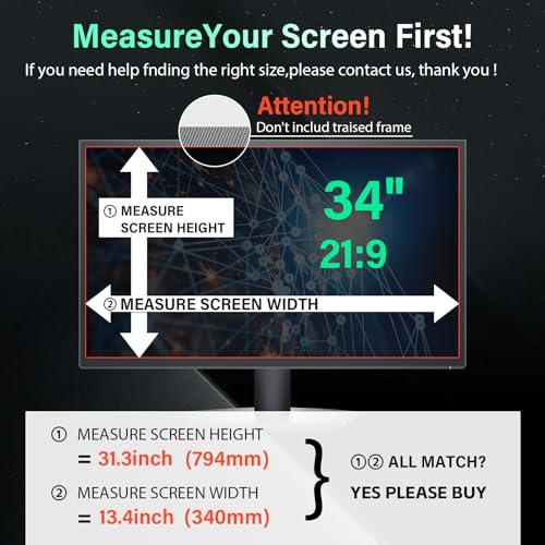 [2 Pack] Magnetic Hanging 34 Inch Computer Privacy Screen for 21:9 Aspect Ratio Widescreen Monitor, Removable Eye Protection Anti Glare Blue Light Computer Monitor Privacy Filter - size: [2 Pack] 34 inch 21:9