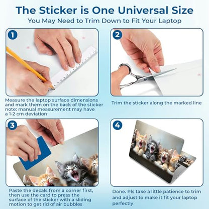 Reusable Universal Laptop Skin Sticker, Cut to Fit for 11.6–15.6 Inch Laptops, Waterproof Protective Film, No-Residue - Happy Kittens - color: Happy Kittens