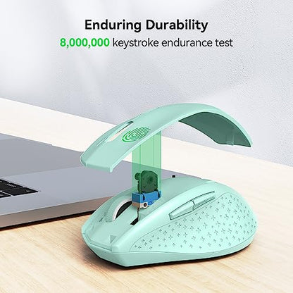 TECKNET Wireless Mouse, 2.4G USB Computer Mouse with 6-Level Adjustable 4800 DPI, 30 Months Battery, Ergonomic Grips, 6 Buttons Portable for PC, Chromebook, Mac - Green - color: Green