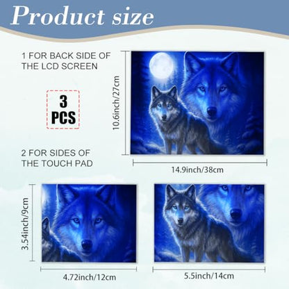 PLIGREAT Laptop Skin Sticker Decal, 12" 13" 13.3" 14" 15" Laptop Decal Cover Universal PVC Skin Stickers Cover Art Decal Reusable Notebook Protector, Cool Wolf