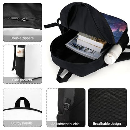 17-Inch Laptop Backpack Water-Resistant Northern Lights Daypack with Shoulder Strap Lightweight Casual Rucksack for Travel Commuter Hiking Outdoor Activities 20l Black