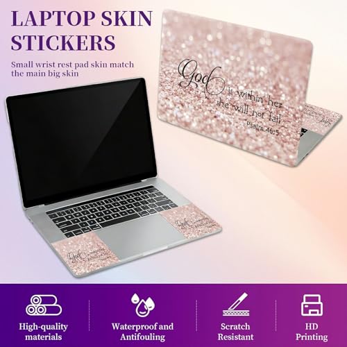 Laptop Skin Sticker Laptop Cover for 12" 13" 13.3" 14" Laptop Stickers,Reusable Skin Sticker Cover Personalized Art Waterproof & Scratch-Resistant Protector Case,Rose Gold Psalm 46-5 - color: Rose Gold Psalm 46-5