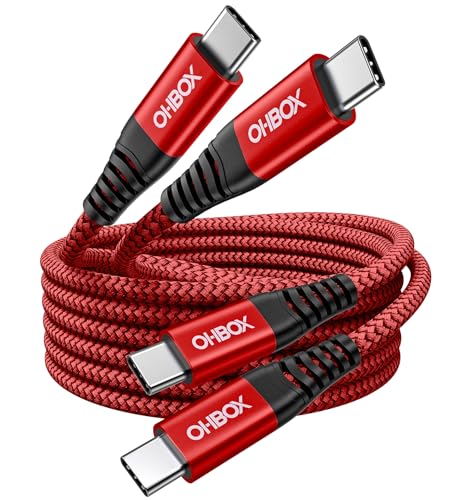 USB C to USB C Cable 60W [2Pack 3FT] USB Type C Fast Charging Cable for Car | Durable Braided iPhone USB-C Cable USBC to USBC Cord for iPhone 17/16/15/Pro Max/Plus, Samsung Galaxy S23 and More-Red - color: Red, size: 3FT, style: USB C to USB C