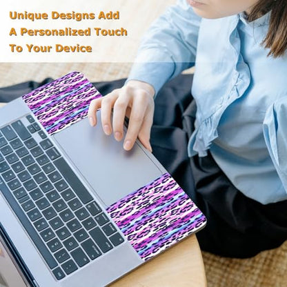 Universal Laptop Skin Sticker with 2 Wrist Pad Decals, 3-Piece Removable Vinyl Laptop Cover, Purple Leopards Waterproof Anti-Scratch, Easy-Trim Fit for 13.3" 14" 15.6" Laptops - color: Purple Leopards
