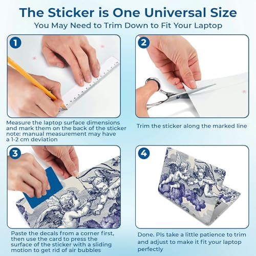 Reusable Universal Laptop Skin Sticker, Cut to Fit for 11.6–15.6 Inch Laptops, Waterproof Protective Film, No-Residue - Angel Clouds - color: Angel Clouds