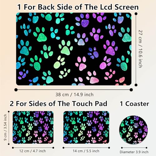 Laptop Skin Sticker Decal 15.6 Inch,12 13 13.3 14 15 15.6 in Laptop Netbook Skins for Notebook,Art Decal Removable Waterproof Scratch Resistant,Universal Vinyl Cover,Colorful Glitter Paw - color: Colorful Glitter Paw
