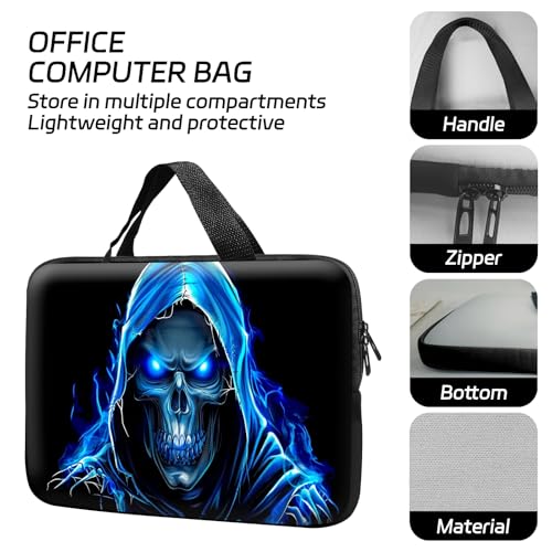14 15 15.4 15.6 inch Laptop Handle Bag Computer Bag, Pouch Holder Notebook Sleeve Cover Soft Case Compatible for Dell,Lenovo,Toshiba HP, Asus Notebook-Blue Skull - color: Blue Skull
