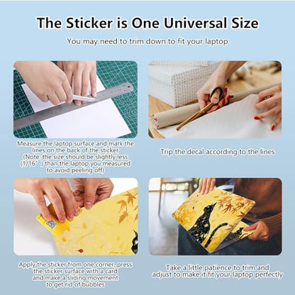 Universal Laptop Skin Sticker with 2 Wrist Pad Skins, Waterproof Scratch Resistant Vinyl Laptop Cover Decal, Cut to Fit for 11–15.6 Inch MacBook HP Dell Lenovo, Black Cat Maple - color: Black Cat Maple