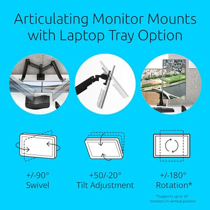 Kensington SmartFit Premium Heavy Duty Dual Monitor Arm with Laptop Tray