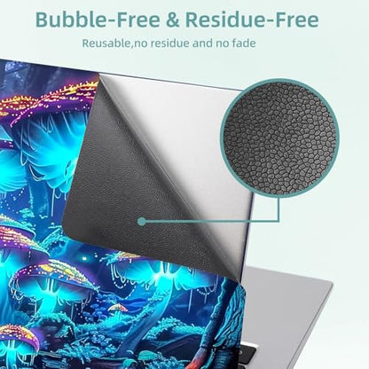 Universal Laptop Skin Decal, 3-Piece Vinyl Protector for 12 13 14 15.6" Notebook, Waterproof Anti-Scratch, Easy Trim & Bubble-Free Finish, Mushrooms are Glowing - color: Mushrooms are Glowing