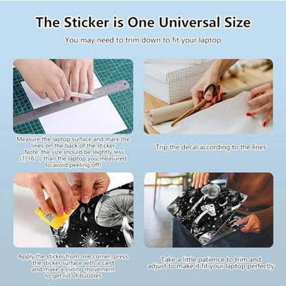 Universal Laptop Skin Sticker with 2 Wrist Pad Skins, Waterproof Scratch Resistant Vinyl Laptop Cover Decal, Cut to Fit for 11–15.6 Inch MacBook HP Dell Lenovo, Mushroms Night - color: Mushroms Night