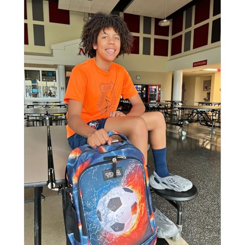 Tilami Rolling Backpack 19 inch with Lunch Bag Wheeled Laptop Backpack (Football) - color: Football
