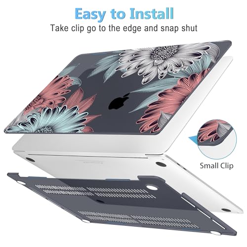 Mektron for MacBook Pro 16 inch A2141 Case 2020 2019 Release with Retina Display & Touch Bar & Touch ID, Blooming Chrysanthemums Plastic Hard Shell Cover Keyboard Skin Screen Protector Dust Plug - color: Blooming Chrysanthemums