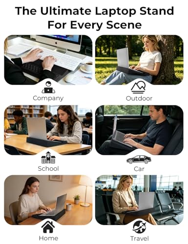 Adjustable Lap Desk with Wrist Rest, Reversible Laptop Stand | Cooling Grip Surface, Fits up to 17'' Laptop, Portable Lap Desk with Pillow Cushion, Computer Tray for Home Office, Black - color: Black