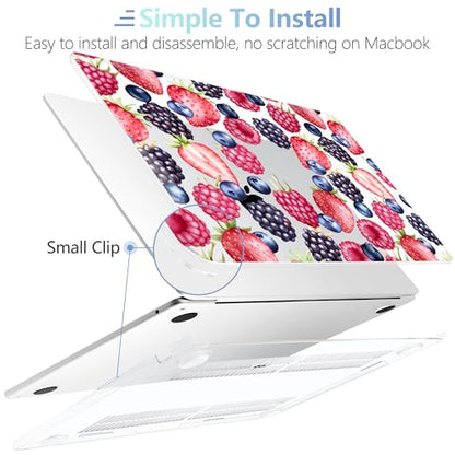 MEEgoodo Case for M5/M4/M3/M2 MacBook Air 15 inch Case 2026 2025 2024 2023, Laptop Shell Fit Model (A3448/A3241/A3114/A2941) for MacBook Air 15.3-inch, Fresh Berries Pattern - color: Fresh Berries Pattern