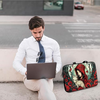 14" 15" Laptop Handle Bag Computer Bag,14.2" 15.4 inch Pouch Holder Notebook Sleeve Cover Compatible for Dell,Lenovo,Toshiba HP, Asus Notebook Messenger Briefcase-Girl White Fox - color: Girl White Fox