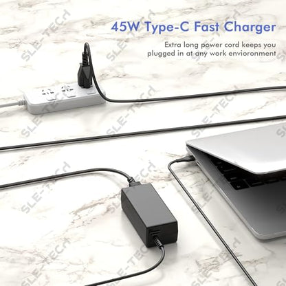 SLE-TECH 45W USB-C Laptop Charger for Chromebook HP Lenovo Dell Acer Asus | Fits Lenovo C330 S330 Duet 3, Dell 5190 3189, HP x360 11 14a, Acer Spin 311, Asus C204, 30W/45W Type C Fast Charging Power