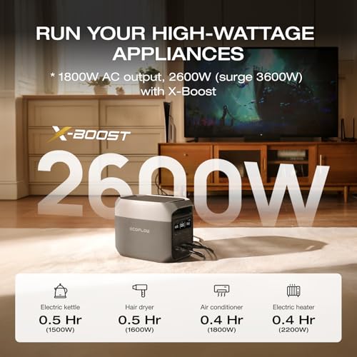 EF ECOFLOW Delta 3 Portable Power Station, 1024Wh 1800W | LiFePO4 Battery, Full Charge in 56 Min, 1800W AC/100W USB-C Output, Solar Generator for Home Backup Power, Camping & RVs - style: DELTA 3