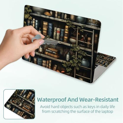 Universal Laptop Skin Decal, 3-Piece Vinyl Protector for 12 13 14 15.6" Notebook, Waterproof Anti-Scratch, Easy Trim & Bubble-Free Finish, Bookshelf Filled with Various Books - color: Bookshelf Filled with Various Books