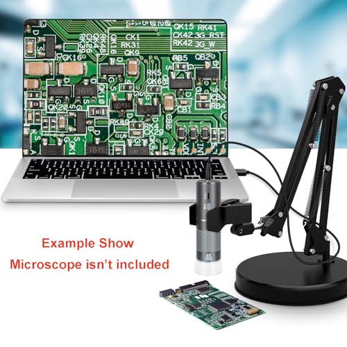 Max 21-inch Adjustable Universal Stand for Digital Microscopes (Only Stand) | 360° Rotating Arm – Table Clamp – Supports Up to 6cm Diameter USB/WiFi Microscopes – Ideal for Lab, Electronics, and DIY - size: Stand