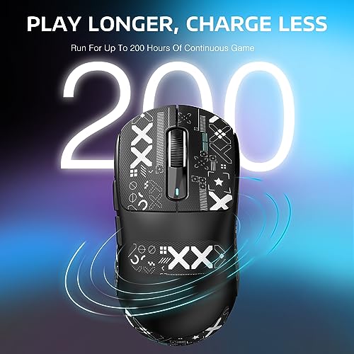 ATTACK SHARK X3 49g Ultra-Lightweight Wireless Gaming Mouse, Black&Tape | Bluetooth 5.2/2.4G Wireless/Wired, PAW3395 Gaming Sensor, 26K DPI, 200h Battery Life, Programmable Buttons for PC/Mac/Win - color: Black & Griptape