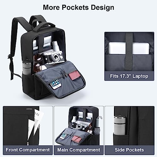 HOMIEE 17 Inch Laptop Backpack Slim Durable Business Backpack | USB Charging Port, Lightweight, Durable & Water-Resistant, Luggage Strap, Casual Daypack for School Work Travel
