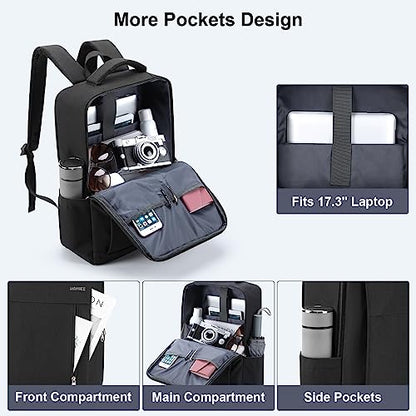 HOMIEE 17 Inch Laptop Backpack Slim Durable Business Backpack | USB Charging Port, Lightweight, Durable & Water-Resistant, Luggage Strap, Casual Daypack for School Work Travel