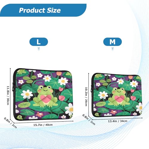 Frog Purple Green 15-16 Inch Quilted Laptop Sleeve Case Soft Notebook Protector Bag Computer Carrying Case - color: frog purple green, size: Large