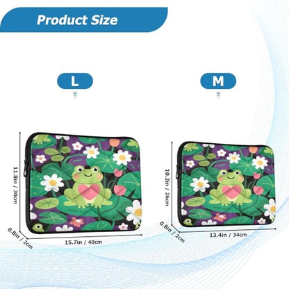 Frog Purple Green 15-16 Inch Quilted Laptop Sleeve Case Soft Notebook Protector Bag Computer Carrying Case - color: frog purple green, size: Large