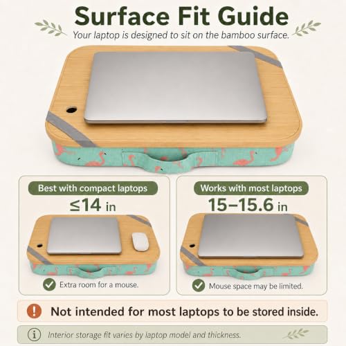 Mayjoy Bamboo Laptop Lap Desk with Storage, Removable Cover, Aqua | Use laptops up to 15.6” on the bamboo top; store tablets, notebooks, mouse, cables, and pens inside. - color: Aqua