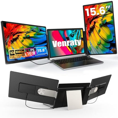 Upgraded Detachable 15.6" Laptop Screen Extender,FHD 1080P IPS Triple Portable Monitor for Laptop, Multiple Screens Design Monitor Extender for 13"-17.3" Laptops (Mac, Wins, Android, Dex)