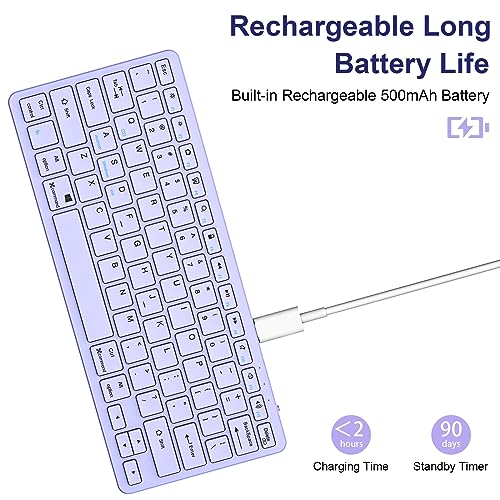 TaIYanG Bluetooth Keyboard for iPad Wireless Keyboard Compatible with iPad A16 11th 10th Generation, 10.2(9th/8th/7th Gen), Air/Pro/Mini and All Bluetooth Devices (Light Purple) - color: Light Purple