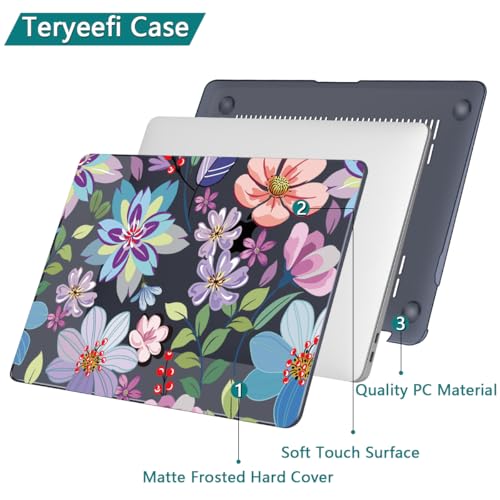 Teryeefi for MacBook Pro 13 inch Case M2 M1 2025 2022 2021-2016 Release fits Model A2338 /A2289/A2251/A2159/A1989/A1706 with Touch Bar, PC Hard Shell with Keyboard Cover, Pretty Colorful Flowers A004 - color: Pretty Colorful Flowers A004
