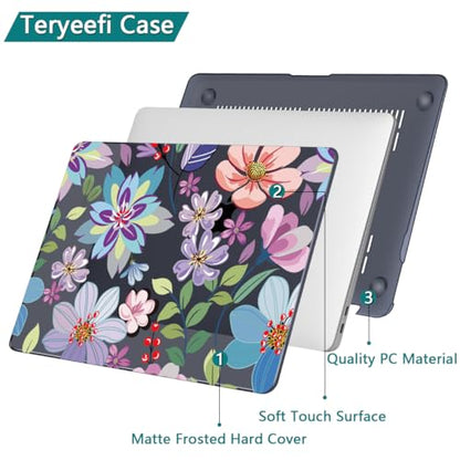 Teryeefi for MacBook Pro 13 inch Case M2 M1 2025 2022 2021-2016 Release fits Model A2338 /A2289/A2251/A2159/A1989/A1706 with Touch Bar, PC Hard Shell with Keyboard Cover, Pretty Colorful Flowers A004 - color: Pretty Colorful Flowers A004