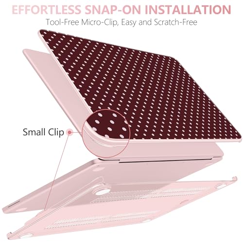 for MacBook Neo 13 Inch Case 2026 (Model A3404, A18 Pro chip), Stylish Pattern Protective Hard Shell with Screen Protector, Keyboard Cover & USB-C Adapter - Burgundy Polka Dots - color: Burgundy Polka Dots