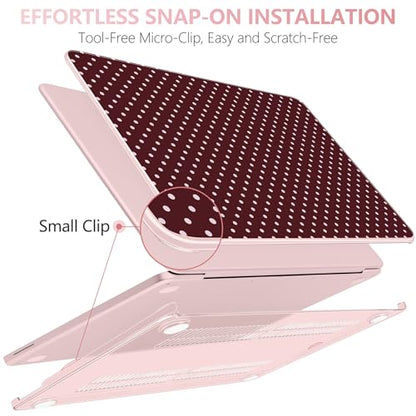 for MacBook Neo 13 Inch Case 2026 (Model A3404, A18 Pro chip), Stylish Pattern Protective Hard Shell with Screen Protector, Keyboard Cover & USB-C Adapter - Burgundy Polka Dots - color: Burgundy Polka Dots