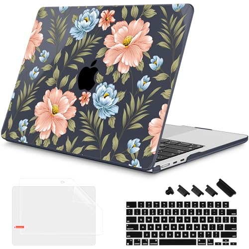 Mektron for 2026/2025/2024/2023 MacBook Air 15 INCH M5 A3448 /M4 A3241 /M3 A3114 /M2 A2941 Case, Printed Plastic Hard Shell Cover with 15.3" Liquid Retina Display Touch ID, Flower C400 - color: Flower C400