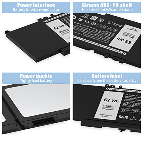 E5470 E5570 6MT4T Battery Compatible with Dell Latitude 14 E5470 15 E5570 Precision 15 3510 M3510 Series Notebook Replacement for V69Y TXF9M 79VRK 07V69Y 0HK6DV 079VRK 0TXF9M [7.6V/62Wh] - size: 9.27*4.05*0.27inch 6MT4T