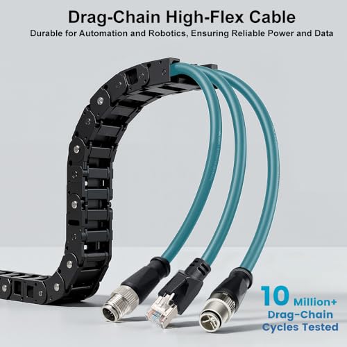 Alvin's Cables M12 8 Pin Male to RJ45 Shielded Ethernet Cable M12 X Coded 8 Position Cat6a Cable for Cognex Industrial Camera 9.8ft/3M - color: Green, size: 3M/9.84FT, style: Straight 8 Pin